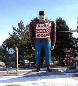 Paul annually dons the traditional Ski Bib as he hails the participants of the Minnesota Finlandia Cross Country Ski Marathon held each February.